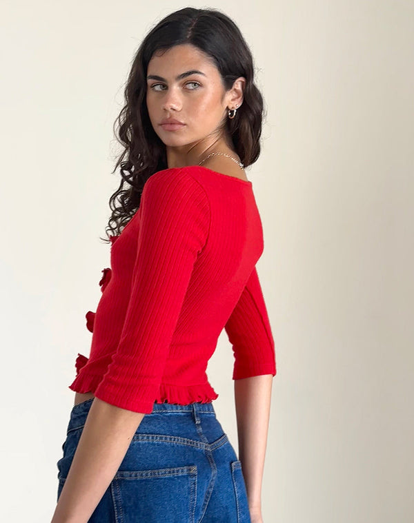 Motel Rocks Harpan Rosette Front Top In Red
