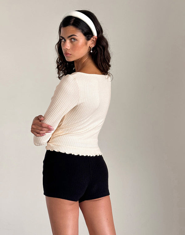 Motel Rocks Harpan Rosette Top In Ivory