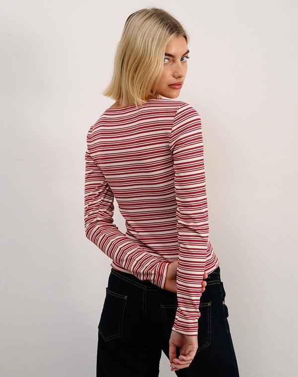 Motel Rocks Haruka Top In Stripe Red And White