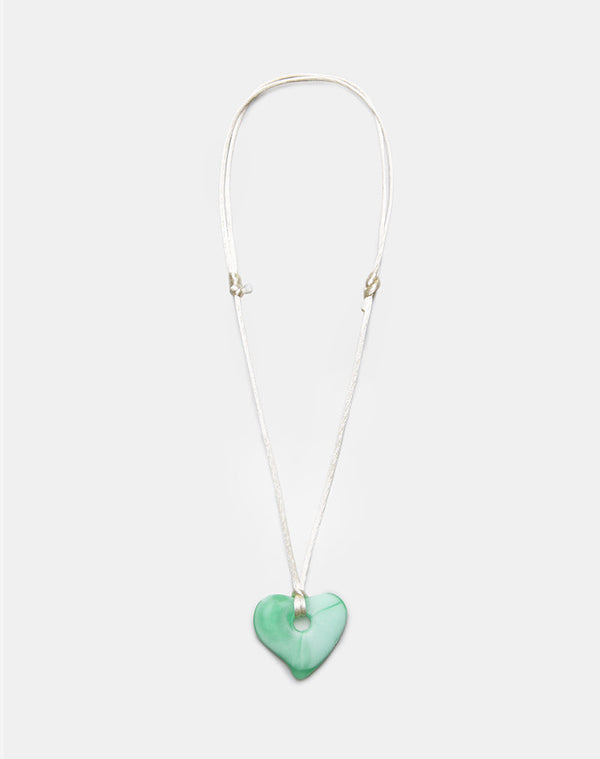 Motel Rocks Heart Necklace In Resin Green