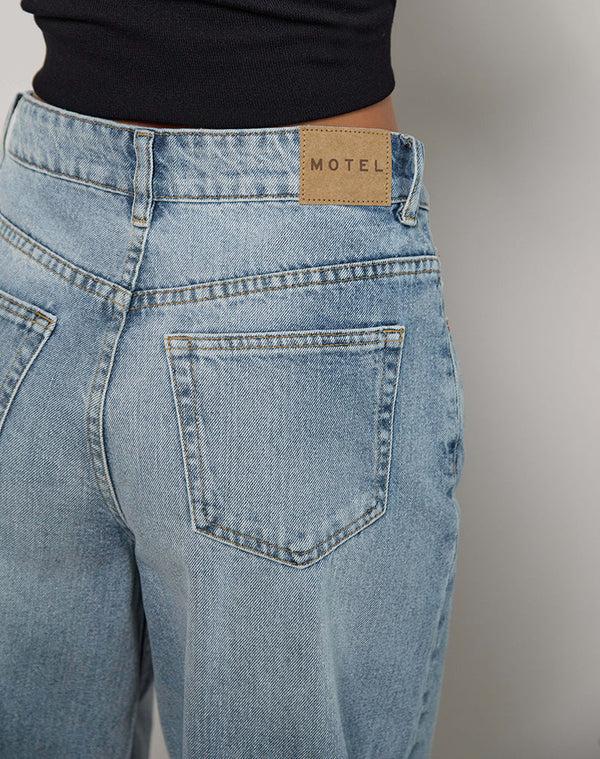 Motel Rocks High Rise Barrel Jean In Bleu