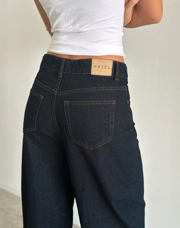 Motel Rocks High Rise Barrel Jean In Indigo
