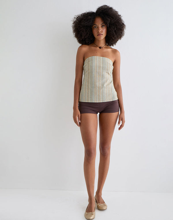 Motel Rocks Hisana Bandeau Top In Stripe Yellow