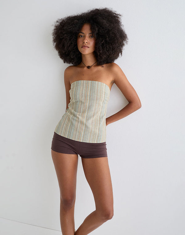 motel rocks Hisana Bandeau Top in Stripe Yellow