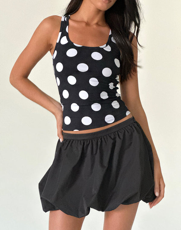 Motel Rocks Hojiso Puffball Mini Skirt In Black