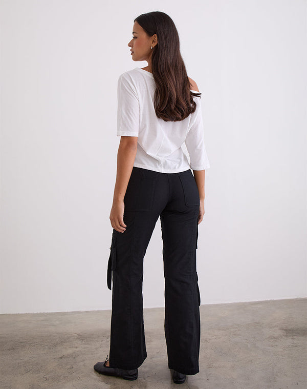 Motel Rocks Hojo Linen Cargo Pants In Black