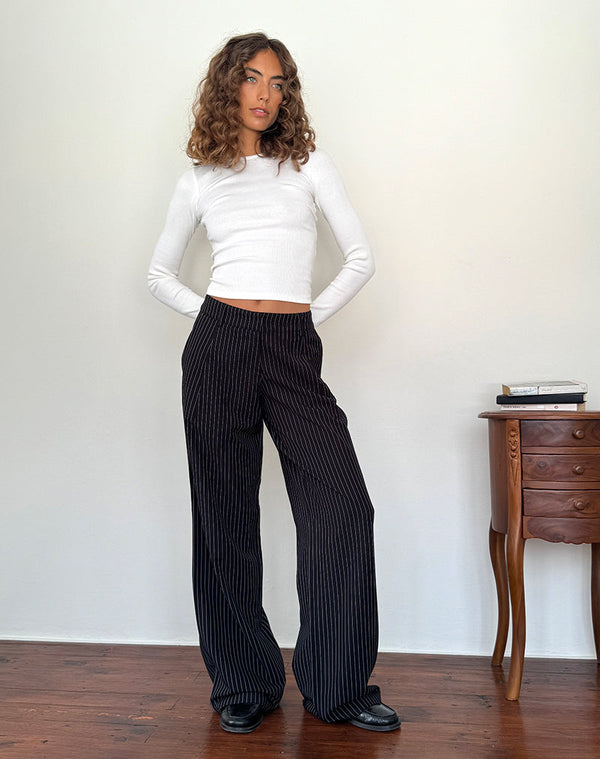 Motel Rocks Hondra Trousers In Pinstripe Black