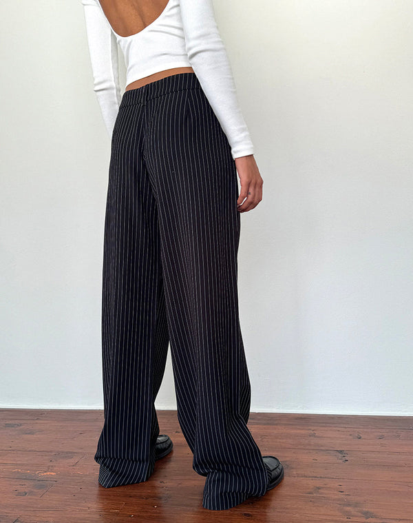 Motel Rocks Hondra Trousers In Pinstripe Black