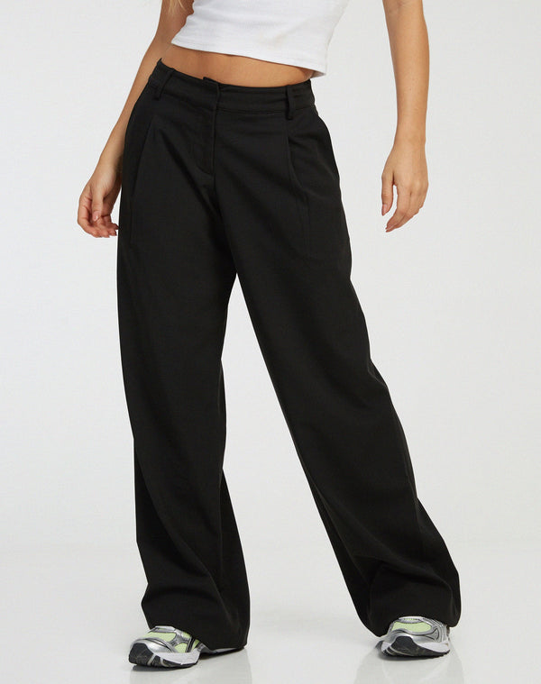 Motel Rocks Hondra Wide Leg Trouser In Black
