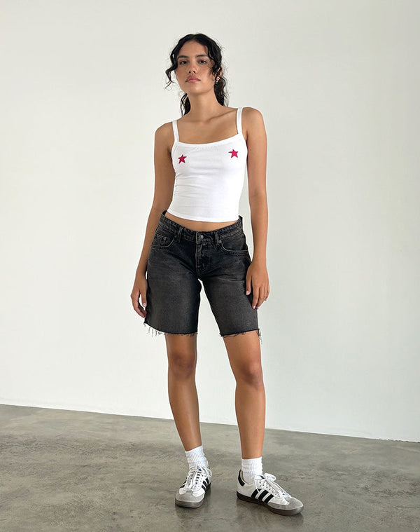 Motel Rocks Icah Cami Top In White With Stars