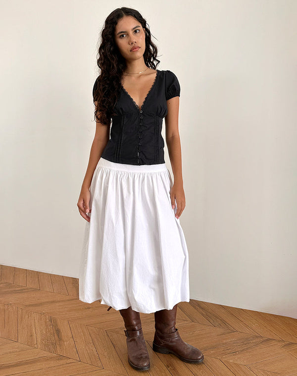 Motel Rocks Ilias Corset Top In Poplin Black