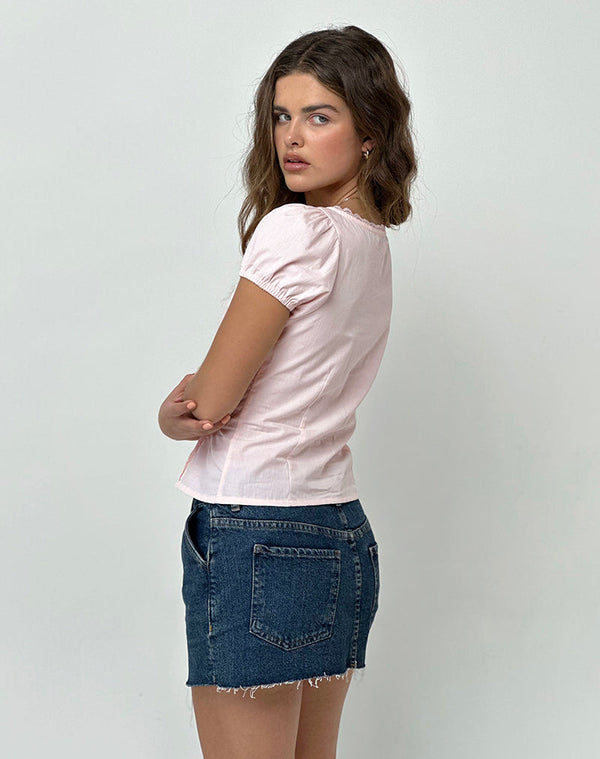 Motel Rocks Ilias Corset Top In Poplin Light Pink