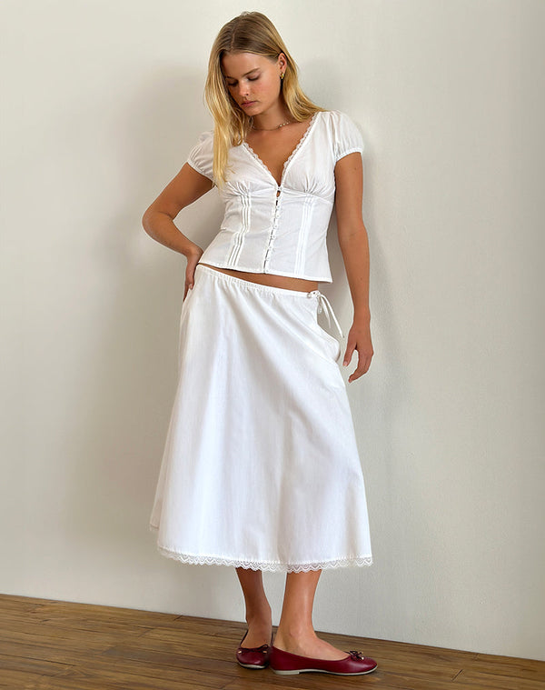 Motel Rocks Ilias Corset Top In Poplin White