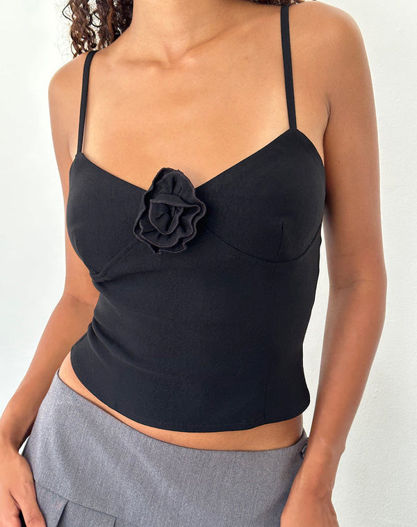 motel rocks Indus Cami Top in Rosette Black