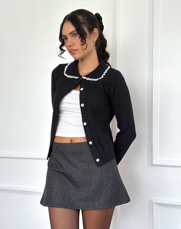 Motel Rocks Iniya Aline Mini Skirt In Dark Grey