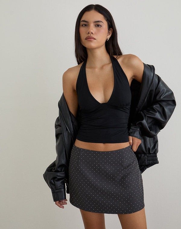 Motel Rocks Irka Skirt In Diamante Grey