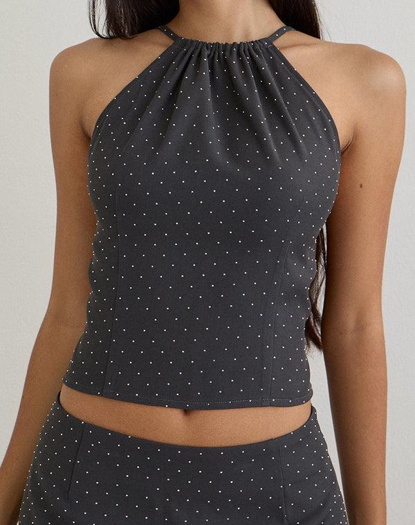 Motel Rocks Isado Open Back Top In Diamante Grey