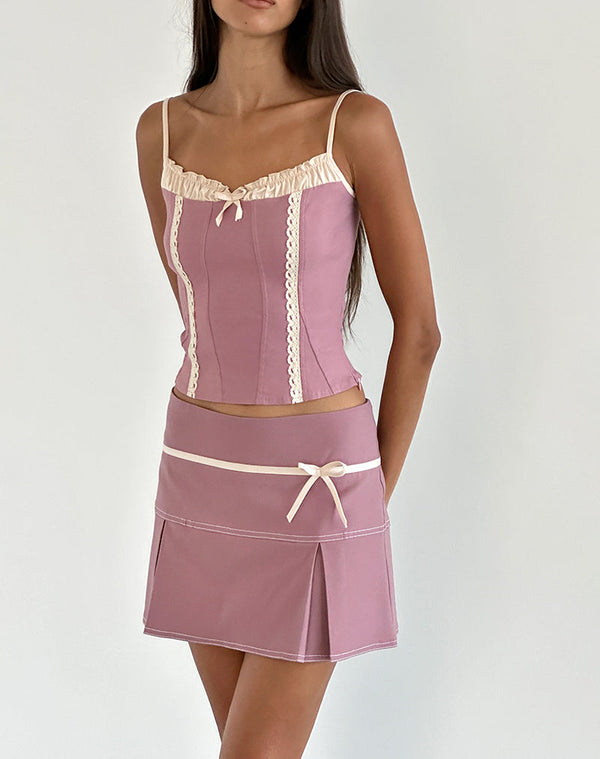 motel rocks Istari Mini Skirt in Dusky Pink