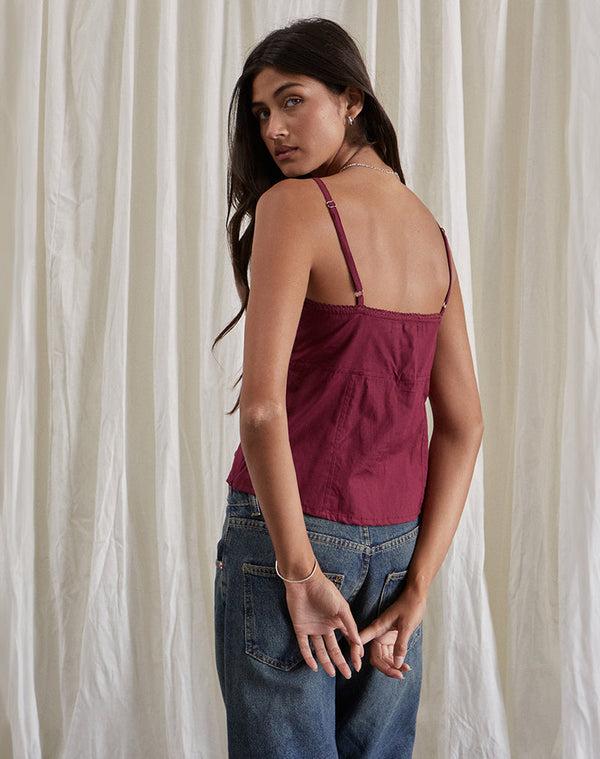 Motel Rocks Jepuni Cami Top In Burgundy