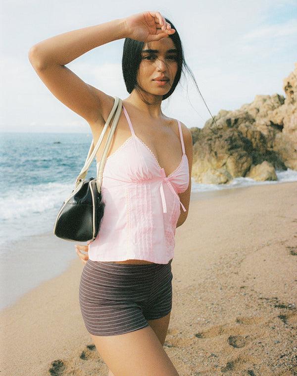 Motel Rocks Jepuni Cami Top In Light Pink Poplin
