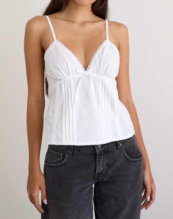 Motel Rocks Jepuni Cami Top In White Poplin