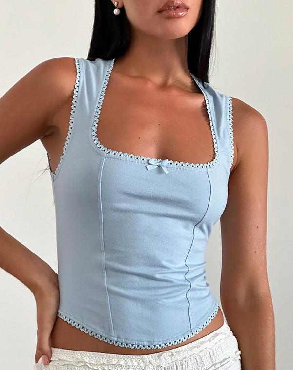 Motel Rocks Jinisa Corset Top In Nantucket Blue