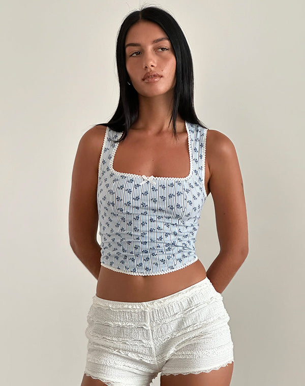 motel rocks Jinisia Corset Top in Floral Stripe