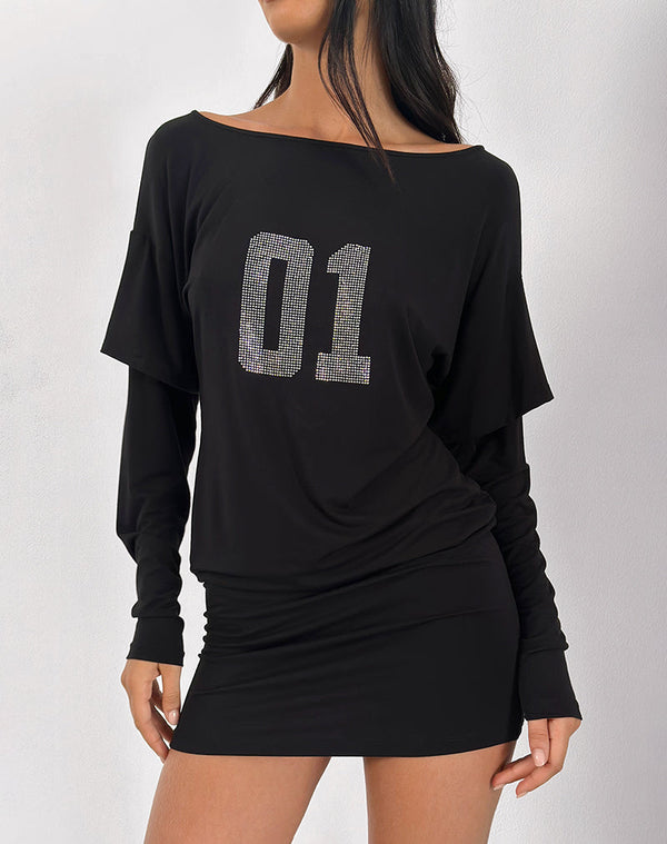 Motel Rocks Jionni Sweater Dress In Hotfix Black