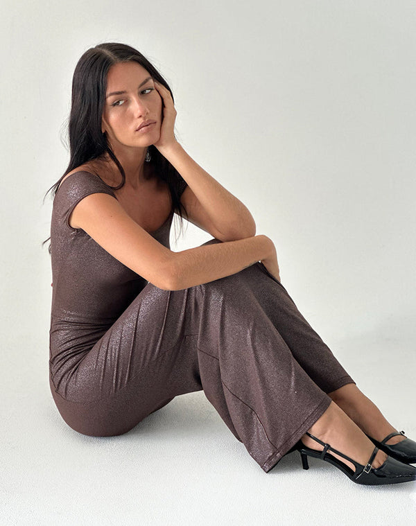 Motel Rocks Jolita Maxi Dress In Brown Shimmer