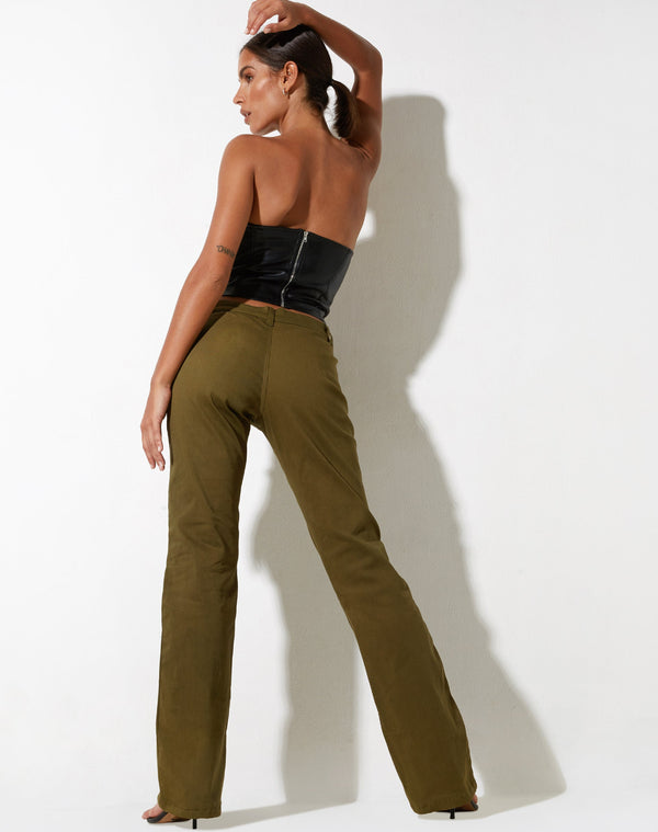 Motel Rocks Jopan Trouser In Twill Dark Olive
