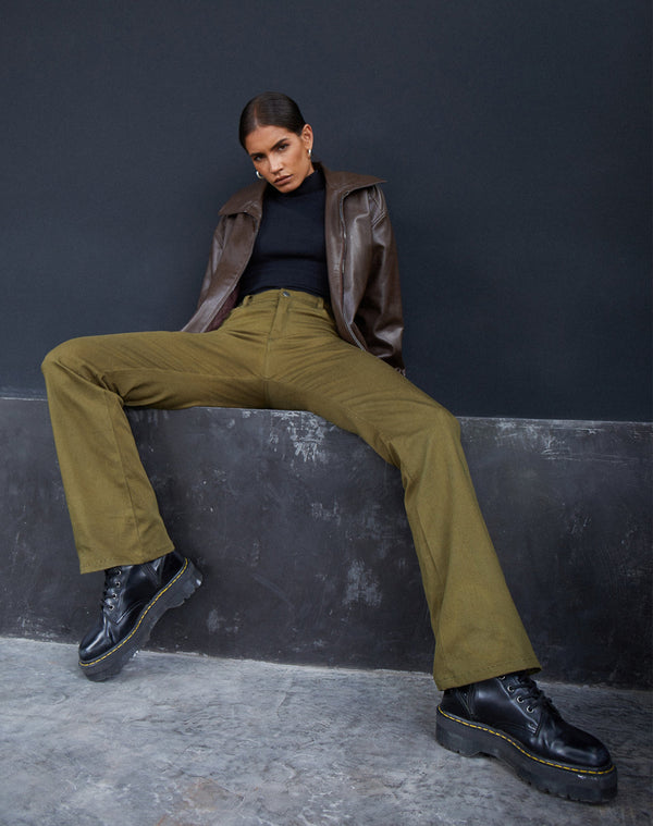 motel rocks Jopan Trouser in Twill Dark Olive