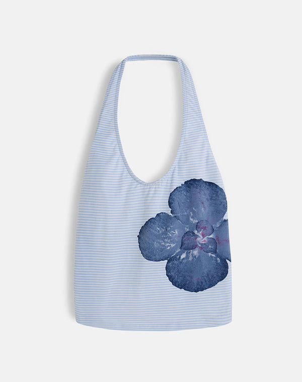 motel rocks Jules Top in Stripe Floral Baby Blue