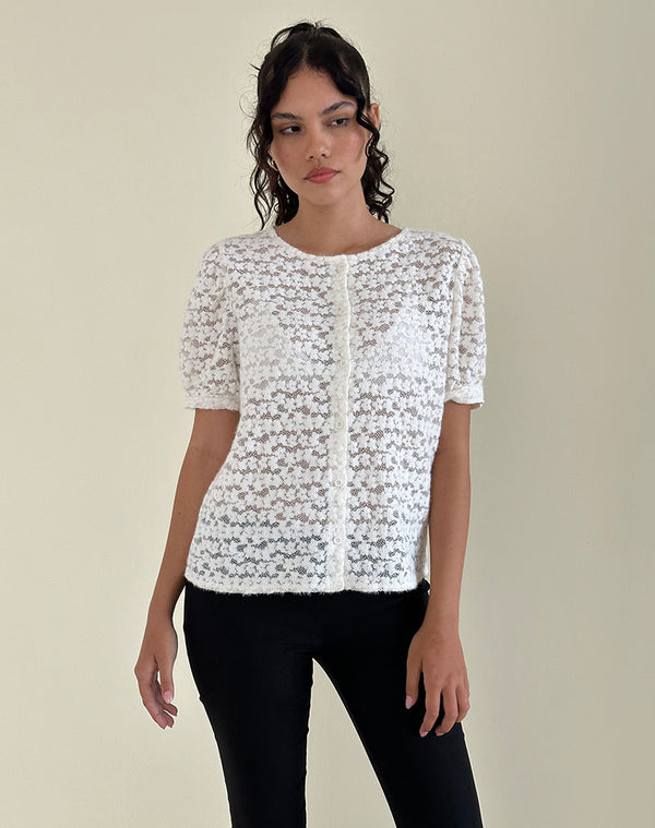 Motel Rocks Kaelyn Top In Dahlia Lace Ivory