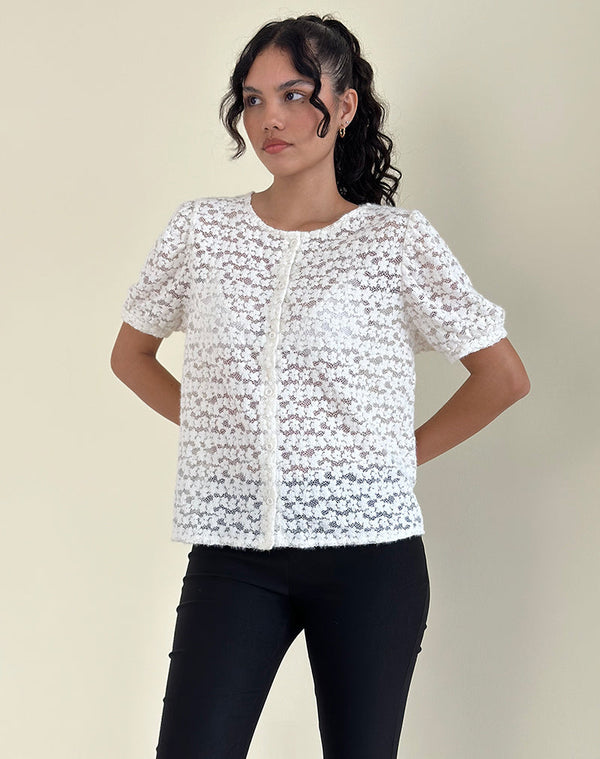 motel rocks Kaelyn Top in Dahlia Lace Ivory