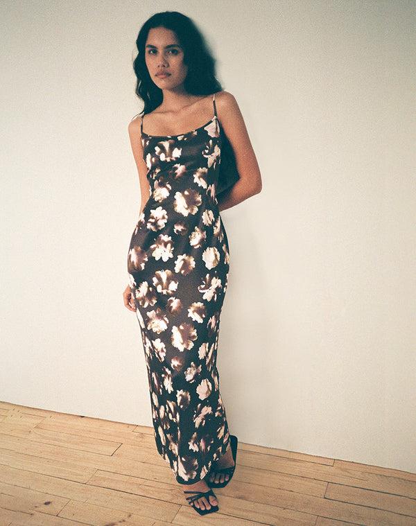 Motel Rocks Kafka Maxi Dress In Brown Floral Print
