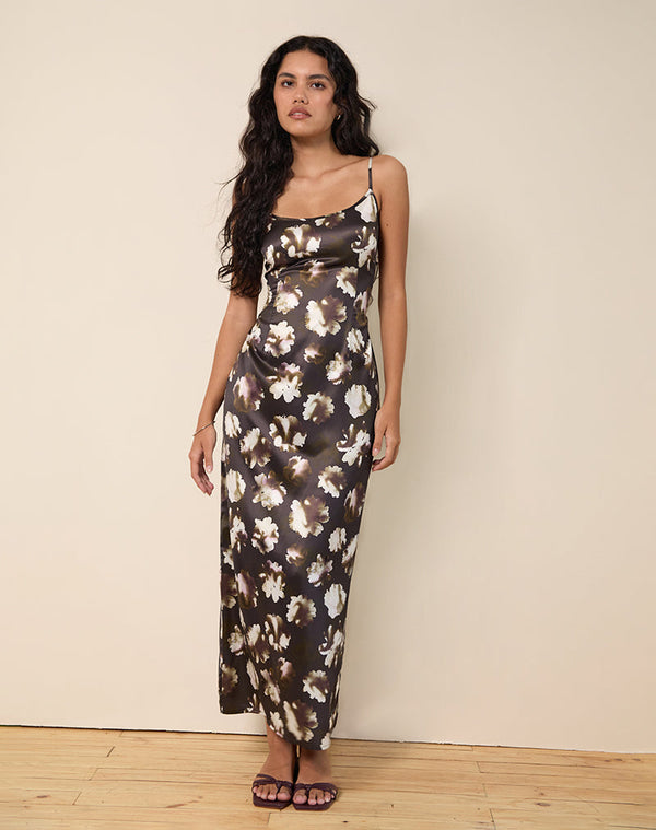 Motel Rocks Kafka Maxi Dress In Brown Floral Print