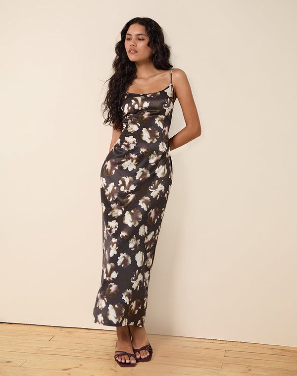 motel rocks Kafka Maxi Dress in Brown Floral Print
