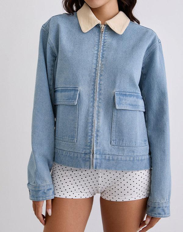 Motel Rocks Kahyun Jacket In Denim Light Wash