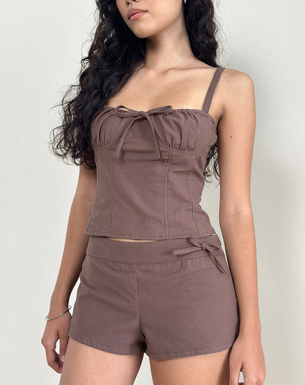 Motel Rocks Kamden Cami Top In Linen Deep Taupe