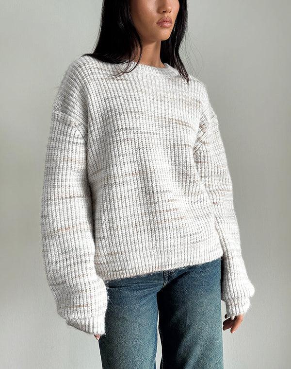 motel rocks Karu Jumper in Neutral Brushed Knit