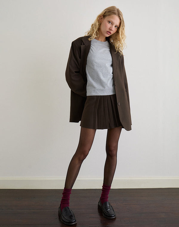Motel Rocks Kassine Mini Skirt In Tailoring Brown