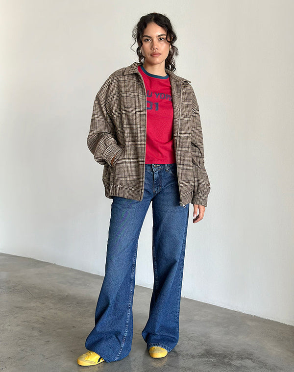 Motel Rocks Kassira Jacket In Tonal Brown Check