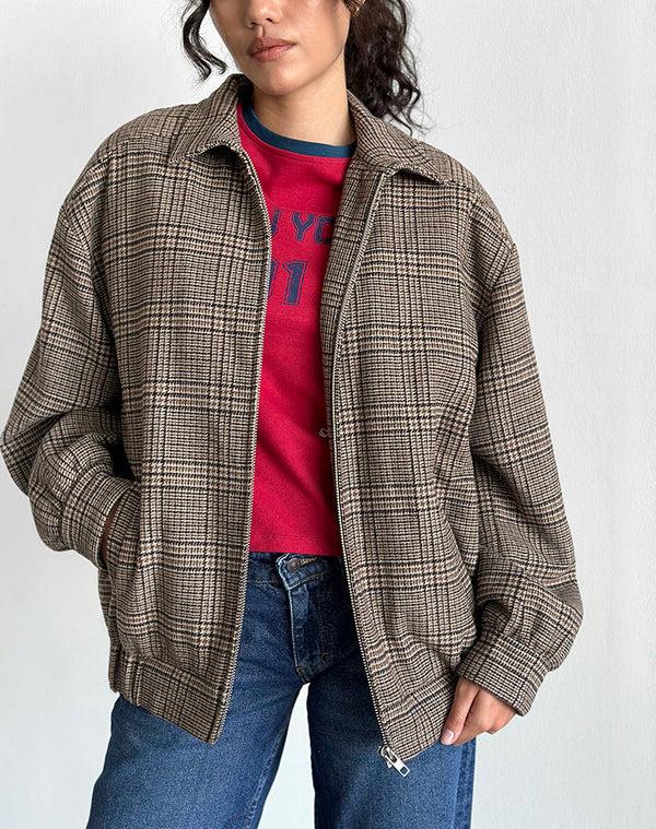 motel rocks Kassira Jacket in Tonal Brown Check