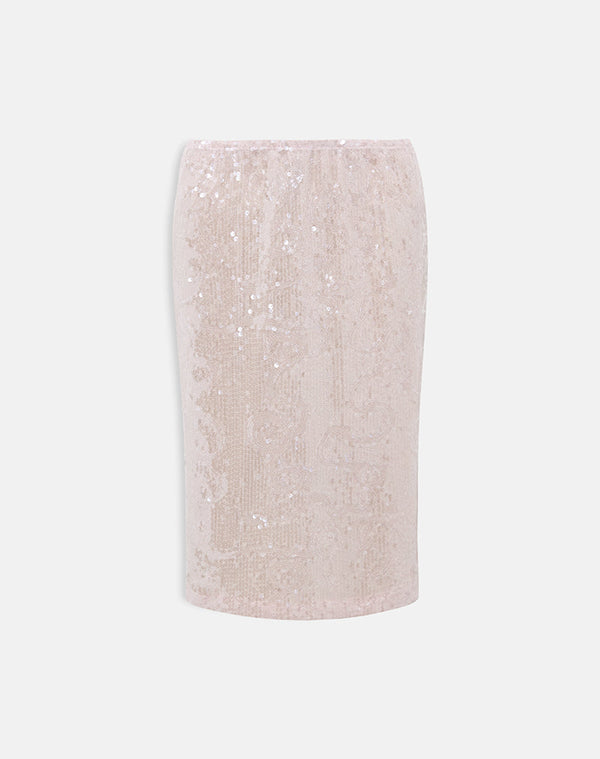 Motel Rocks Kavivi Midi Skirt In Sequin Baby Pink
