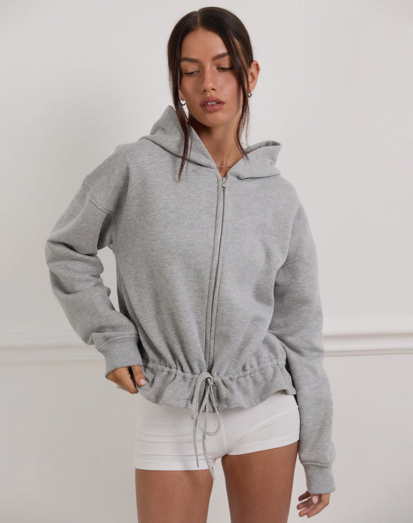 Motel Rocks Kit Cinched Waist Hoodie In Grey Marl