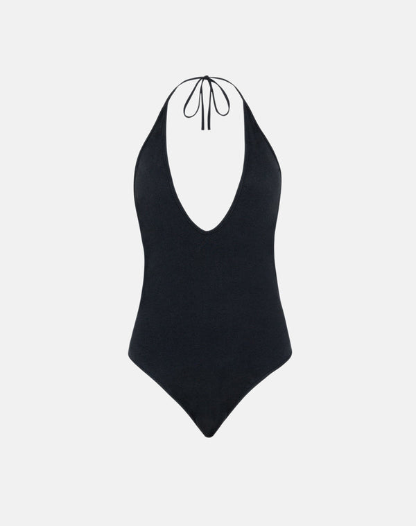 Motel Rocks Kitty Deep Plunge Bodysuit In Black
