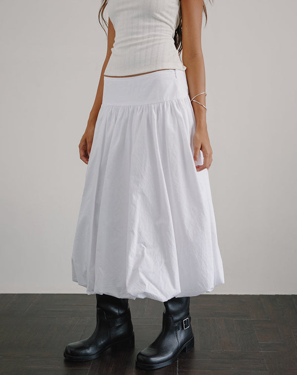 Motel Rocks Kiyono Maxi Skirt In Poplin White