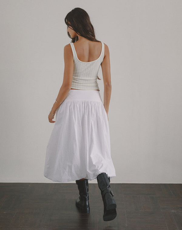 Motel Rocks Kiyono Maxi Skirt In Poplin White
