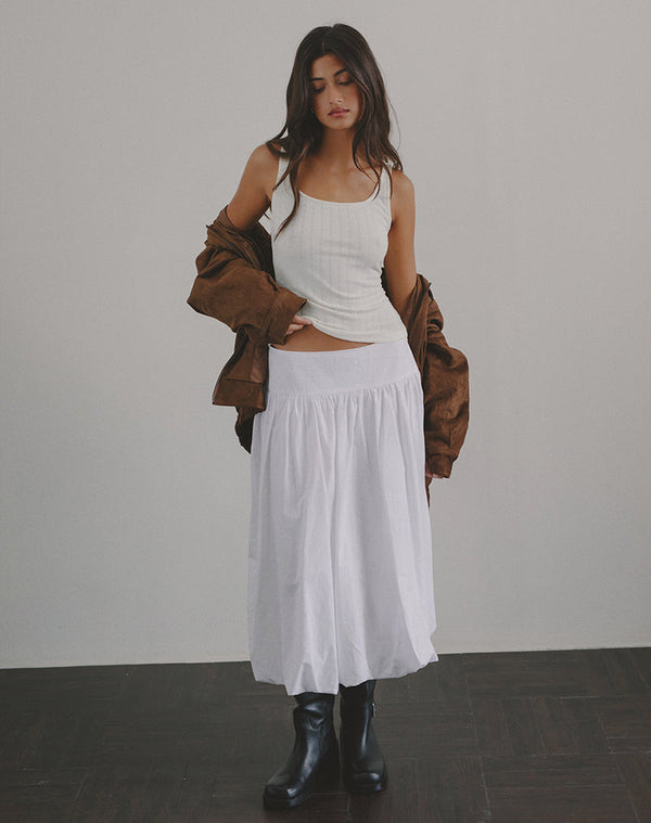 motel rocks Kiyono Maxi Skirt in Poplin White