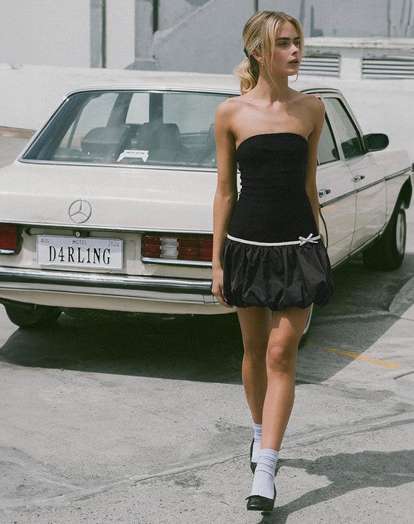 Motel Rocks Klaita Puffball Mini Dress In Black